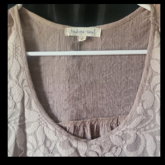 Indigo Soul Textured Lace Blouse in Soft Brown - Picture 2 of 3